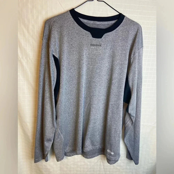 Reebok Men's Size Large Gray Active Casual Shirt Long Sleeve Athletic Logo - Picture 1 of 3